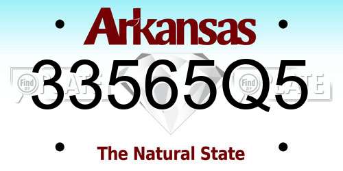 33565Q5 Arkansas License Plate