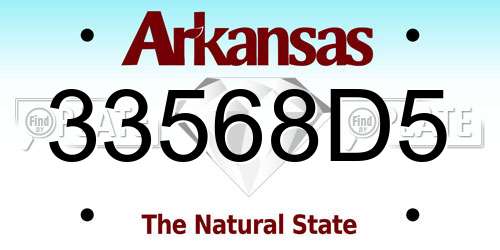 33568D5 Arkansas License Plate