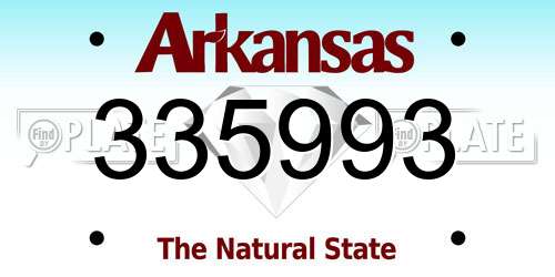 335993 Arkansas License Plate