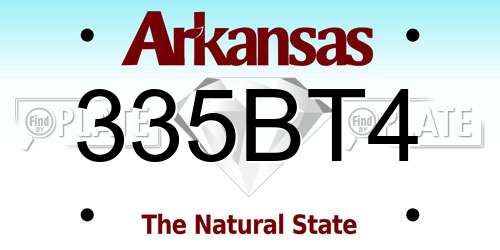 335BT4 Arkansas License Plate