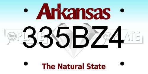 335BZ4 Arkansas License Plate