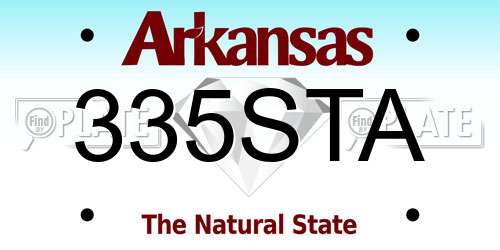 335STA Arkansas License Plate