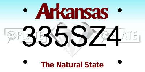 335SZ4 Arkansas License Plate
