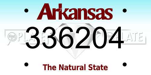336204 Arkansas License Plate