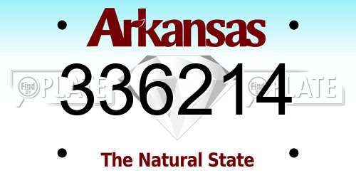 336214 Arkansas License Plate