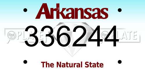 336244 Arkansas License Plate