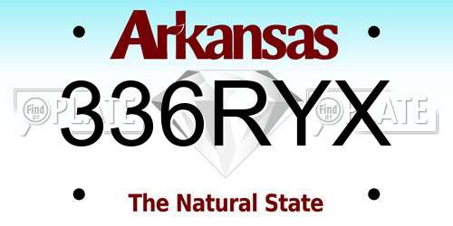 336RYX Arkansas License Plate