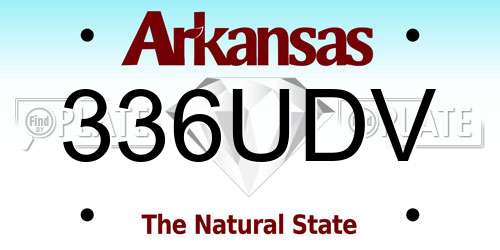336UDV Arkansas License Plate