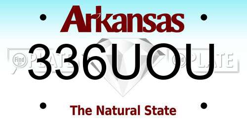 336UOU Arkansas License Plate