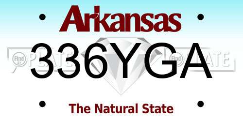 336YGA Arkansas License Plate