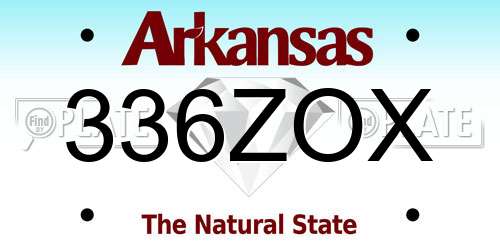 336ZOX Arkansas License Plate