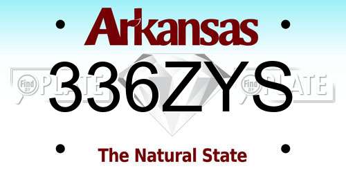 336ZYS Arkansas License Plate