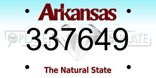 337649 Arkansas License Plate