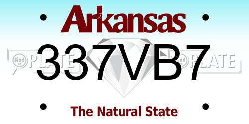 337VB7 Arkansas License Plate