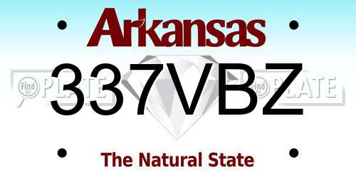 337VBZ Arkansas License Plate