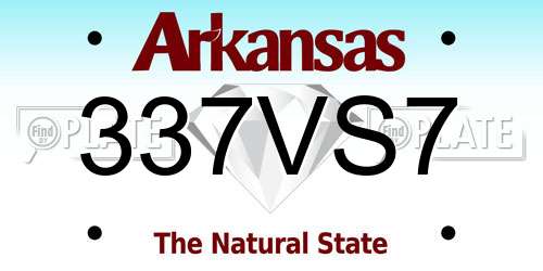 337VS7 Arkansas License Plate