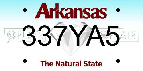 337YA5 Arkansas License Plate