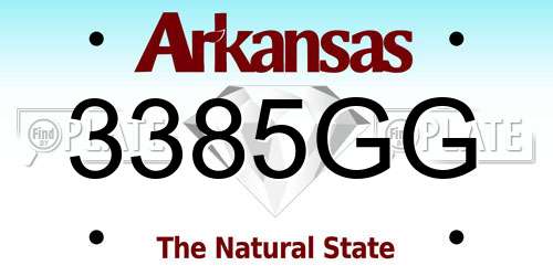 3385GG Arkansas License Plate