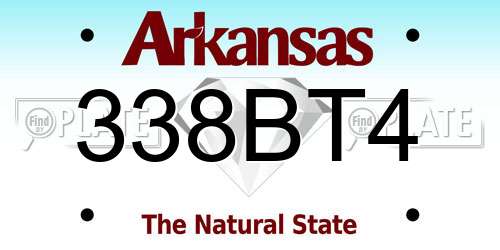 338BT4 Arkansas License Plate