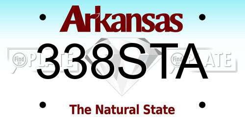 338STA Arkansas License Plate