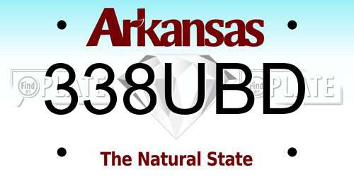 338UBD Arkansas License Plate