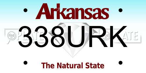 338URK Arkansas License Plate