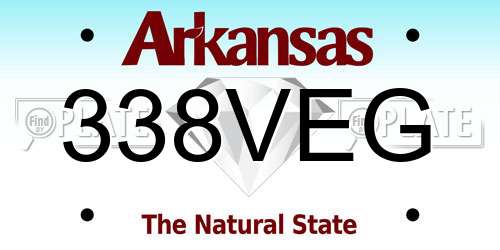 338VEG Arkansas License Plate