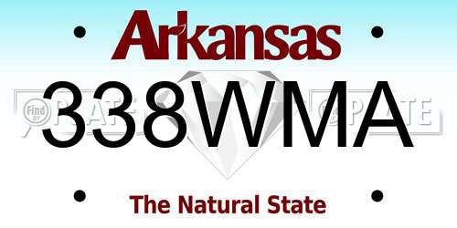 338WMA Arkansas License Plate