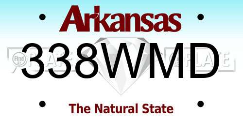 338WMD Arkansas License Plate