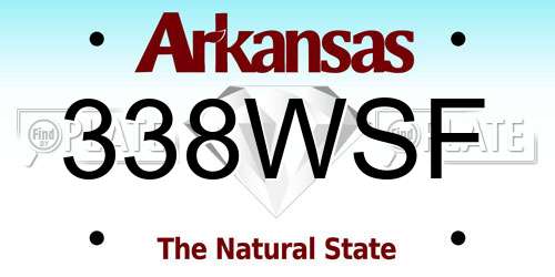 338WSF Arkansas License Plate