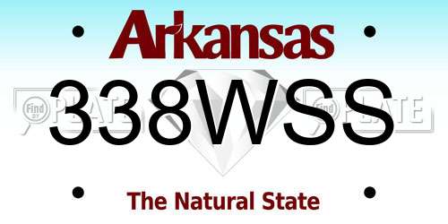 338WSS Arkansas License Plate