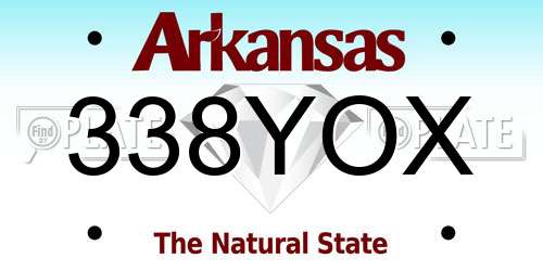 338YOX Arkansas License Plate