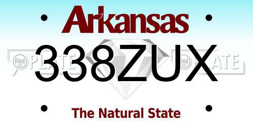 338ZUX Arkansas License Plate