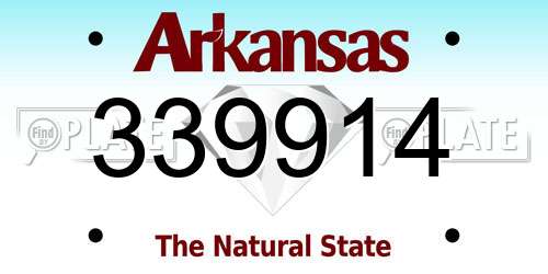 339914 Arkansas License Plate
