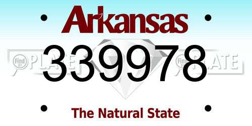339978 Arkansas License Plate