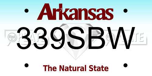 339SBW Arkansas License Plate