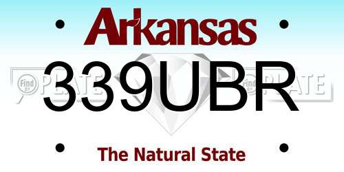 339UBR Arkansas License Plate