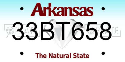 33BT658 Arkansas License Plate