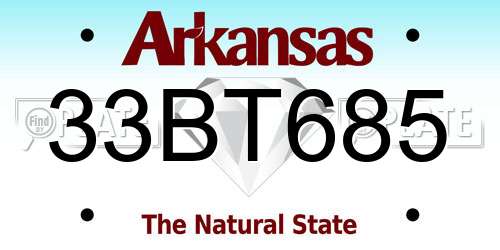 33BT685 Arkansas License Plate