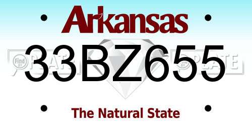 33BZ655 Arkansas License Plate