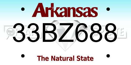 33BZ688 Arkansas License Plate