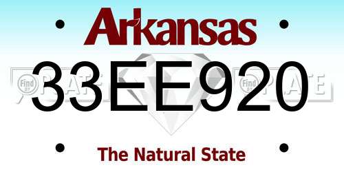 33EE920 Arkansas License Plate