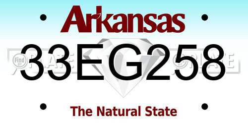 33EG258 Arkansas License Plate