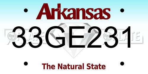33GE231 Arkansas License Plate