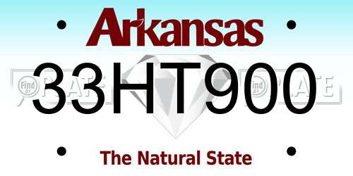 33HT900 Arkansas License Plate