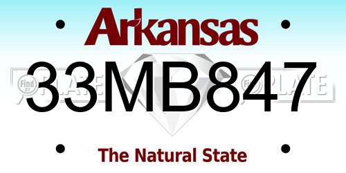 33MB847 Arkansas License Plate