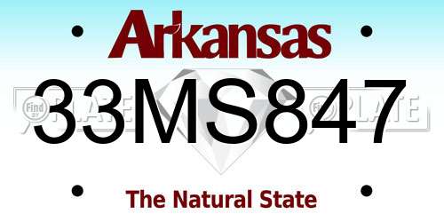33MS847 Arkansas License Plate