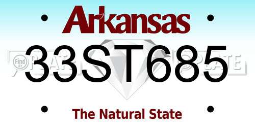 33ST685 Arkansas License Plate