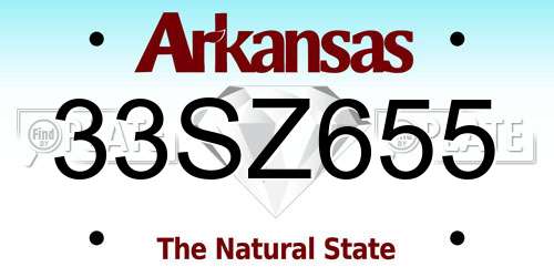 33SZ655 Arkansas License Plate