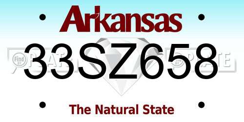33SZ658 Arkansas License Plate
